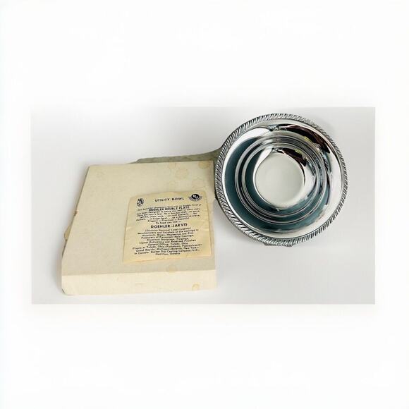 New Doehler Jarvis Utility Bowl Division National Lead Co Silver Chrome In Box - Picture 1 of 11